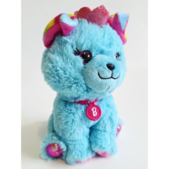 Barbie Princess Puppy Dog Pet Plush Stuffed Animal Toy Blue Pink Crown 8" - Picture 2 of 13